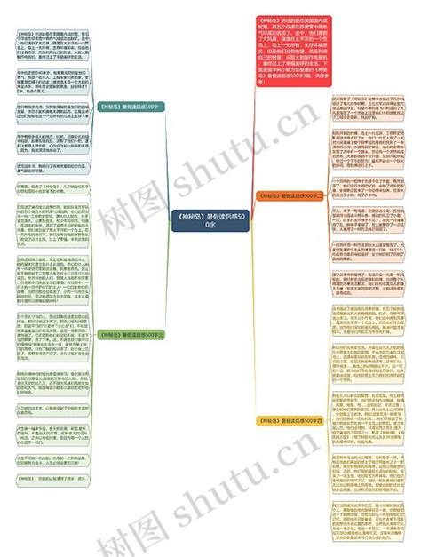 《神秘岛》暑假读后感500字思维导图编号c3023540 Treemind树图