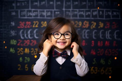 Retrato De Una Linda Colegiala Asi Tica Sonriente Con Gafas Y Cola De