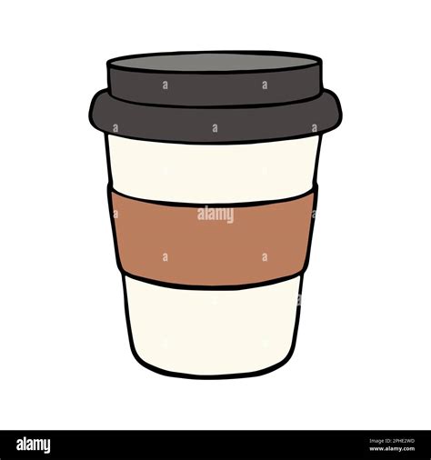 Paper Cup Of Coffee To Go Colored Doodle Icon On A White Background