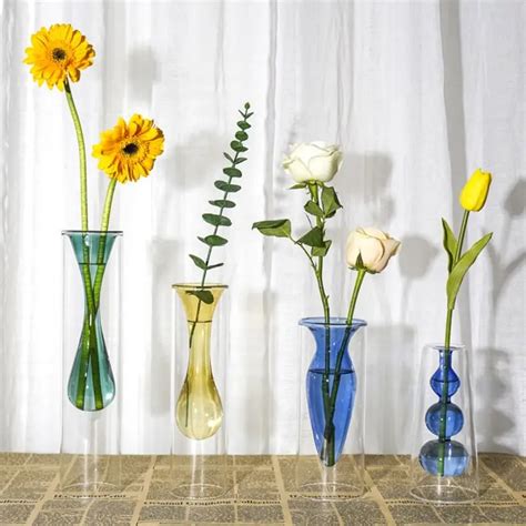 Boho Clear Glass Vase Flower Arrangements Home Decor Temu Australia