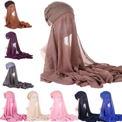 Muslim Women Instant Hijab Scarf Wrap Hats Headscarf Amira Turban Shawl