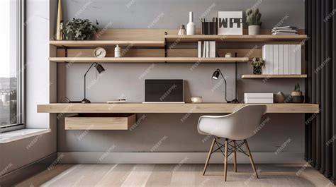 Premium AI Image | A Photo of a Minimalist Home Office with Floating ...