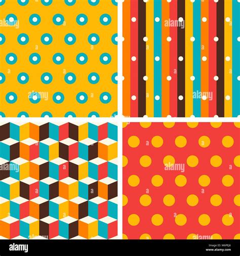 Patrones geométricos abstractos sin fisuras retro set Imagen Vector de