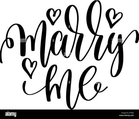 Marry Me Hand Lettering Romantic Quote To Valentines Day Stock Vector