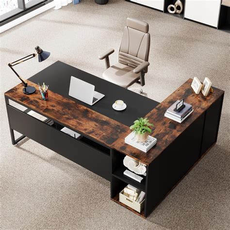 Tekavo Executive Table For Office L Shaped Director Desk Manager