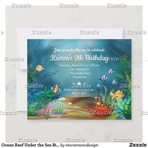 Ocean Reef Under The Sea Birthday Party Invitation Zazzle Sea Birthday Party Birthday Party