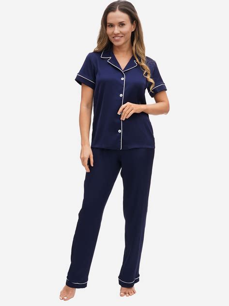 Пижама рубашка штаны женская Martelle Lingerie М L Темно синяя MAR S