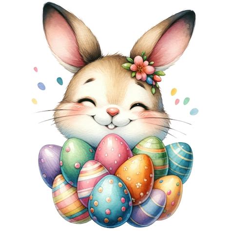 Premium Psd Cute Watercolor Easter Bunny Clipart Illustration