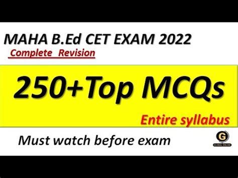 Most Expected MCQs On MAHA B Ed CET EXAM 2022 Complete Revision