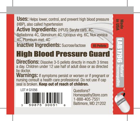 Lab1796 High Blood Pressure Guard Barium Carbonate Atropa Belladonna