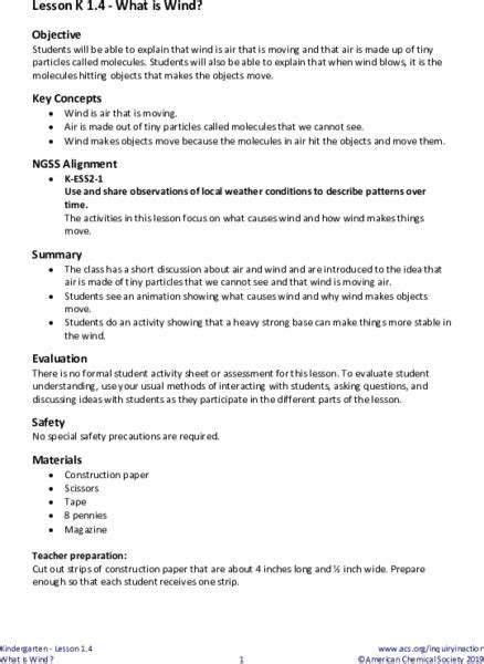 What is Wind? Lesson Plan for Kindergarten | Lesson Planet