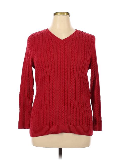 Croft And Barrow 100 Cotton Color Block Red Pullover Sweater Size 1x