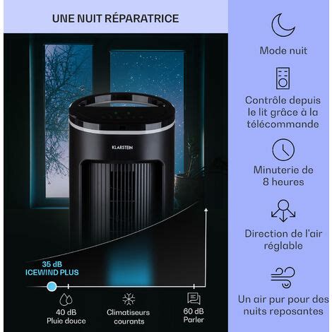 Rafraichisseur d air 4 en 1 KLARSTEIN IceWind Plus 330m³ h 65W Noir