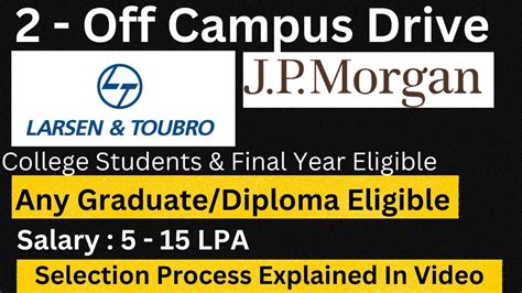 JP MORGAN L T Off Campus Drive 2024 2023 Batch Engineering Diploma