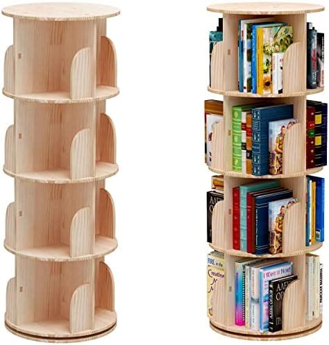 Amtula Tier Rotating Bookshelf Display Floor Space Saving