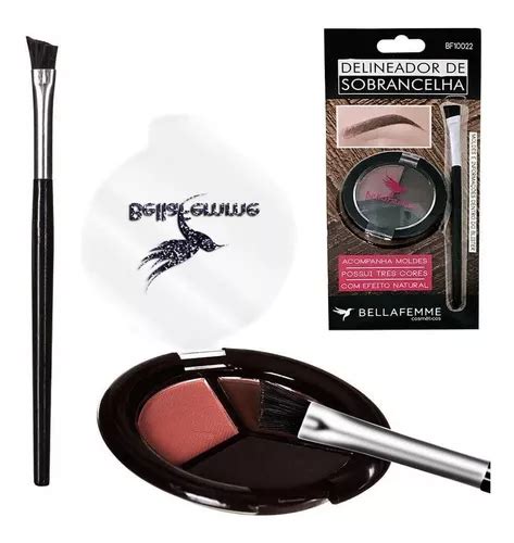 X Kit Delineador Sombras Tons Sobrancelha Pincel Moldes Mercadolivre