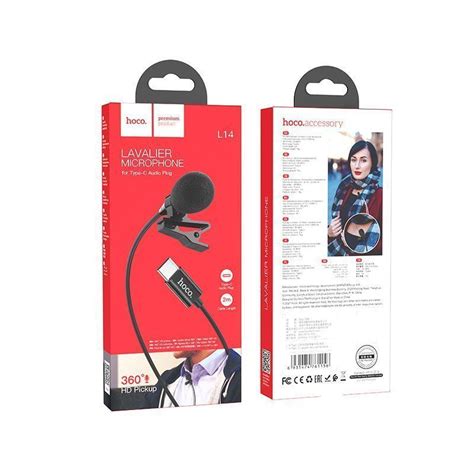 Микрофон Hoco L14 Type-C на клипсе длина 2 м. цвет: черный ᐅ купить в ...