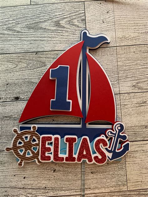 Nautical Cake Topper Sailboat Cake Topper Etsy