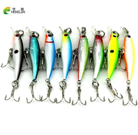 HENGJIA 8PCS Small Minnow Fishing Lure Laser Hard Artificial Bait 3D