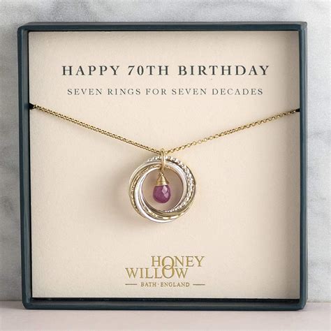 Amazon 70th Birthday Gold And Silver Birthstone Necklace 7 Rings