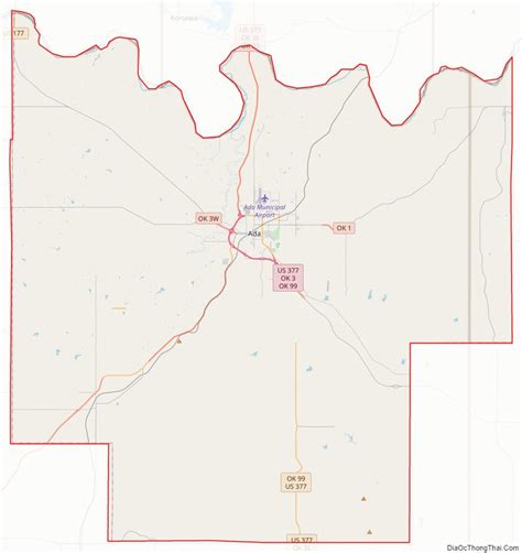 Map of Pontotoc County, Oklahoma - Thong Thai Real