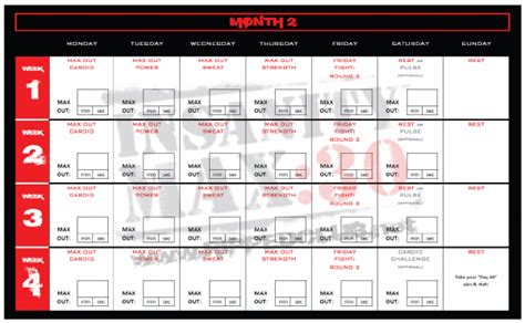 Calendario Insanity Max 30 Calendario Aug 2021