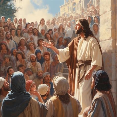 Premium AI Image Jesus Christ Talking To People Oil Painting