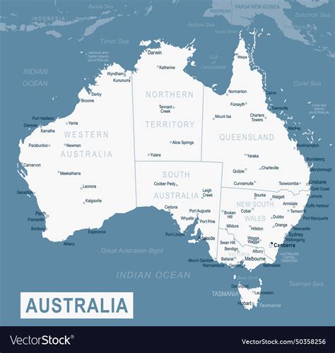 Australia Map Detailed Royalty Free Vector Image