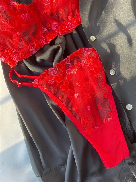 Charmi Lingerie Set Embroidered Red Bra Set Etsy