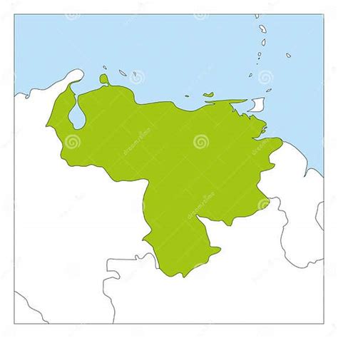 Map of Venezuela Green Highlighted with Neighbor Countries Stock Vector ...