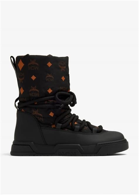 MCM Skyward Hi sneaker boots for Women - Black in Bahrain | Level Shoes