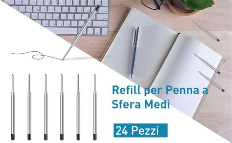 OSDUE 24 Pezzi Refill Per Penna A Sfera Medi Set Di Ricariche Per