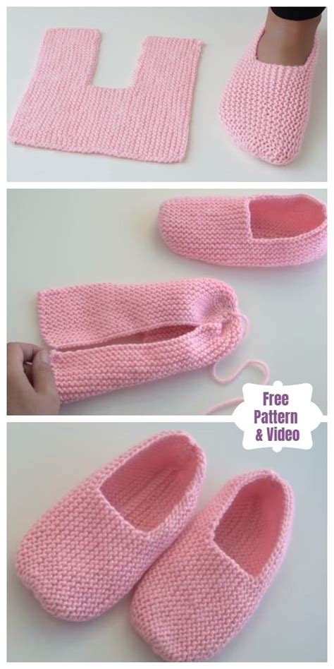 Easy Garter Stitch Slippers Free Knitting Pattern Video Knit Slippers