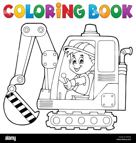 Libro para colorear de operador de excavadora Tema 1 Fotografía de