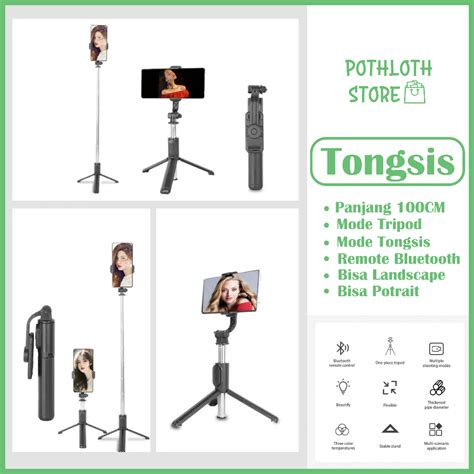 Jual Selfie Stick Tongsis 100 CM Bluetooth Tripod Tongsis Q07