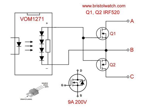 P-channel Mosfet Relay Switch Circuit