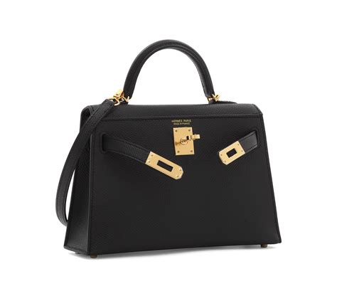 A BLACK EPSOM LEATHER SELLIER MINI KELLY 20 II WITH GOLD HARDWARE