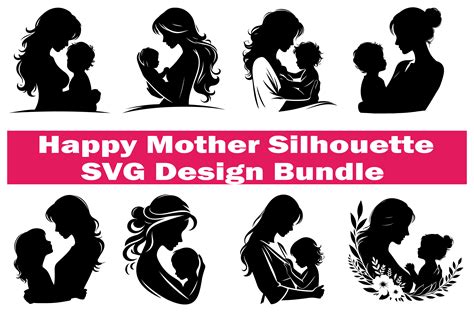 Happy Mother Svg Silhouette Bundle Graphic By Skshagor Barmon