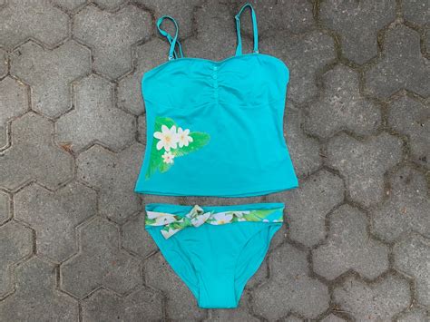 Vintage Y K Bikini Tankini Hibiscus Print Flower Tropical Etsy