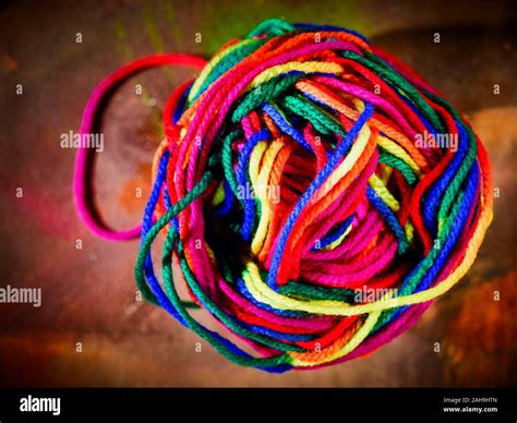 Close Up Abstract Of Colourful Colorful Ball Of Wool Stock Photo Alamy