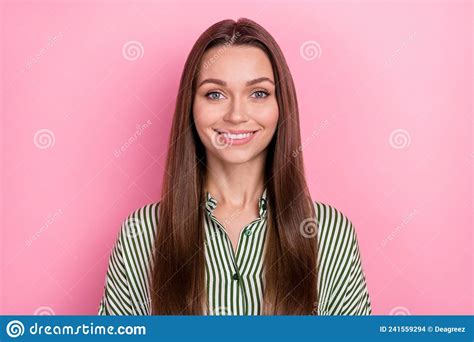 Photo Of Cheerful Candid Nice Pretty Lady Look Camera Toothy Smile Wear