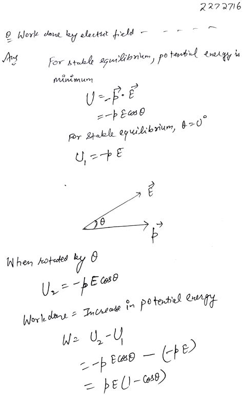 The Work Done In Rotating An Electric Dipole Of Dipole Moment P In An