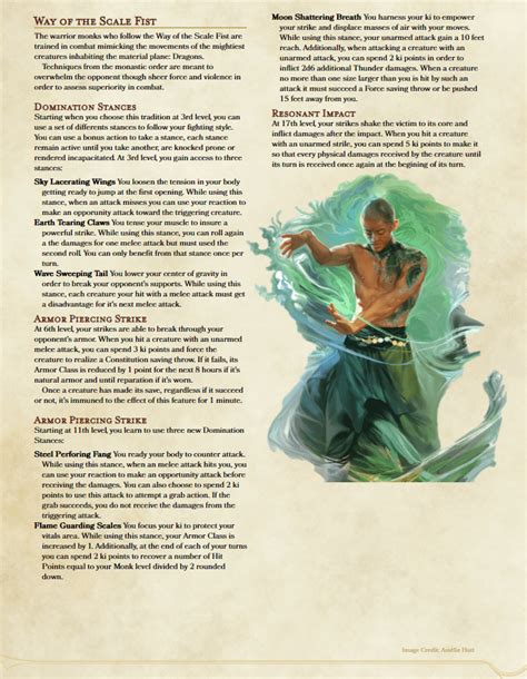 Homebrew Subclass For Monks Way Of The Scale Fist R Dnd