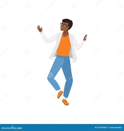 Excited Student Character Dancing Pose Stock Vector Illustration Of