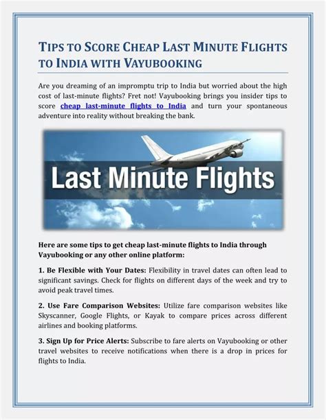 PPT Tips To Score Cheap Last Minute Flights To India With Vayubooking