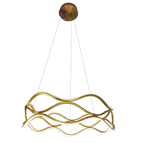 Luminaria Lustre 3 Em 1 Ondas Infinitas Pendente Led 52W Arco Dourado