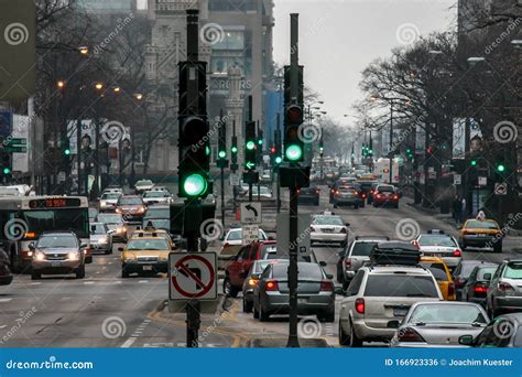 Chicago, Illinois, USA - February 21, 2010: Many Traffic Lights and ...