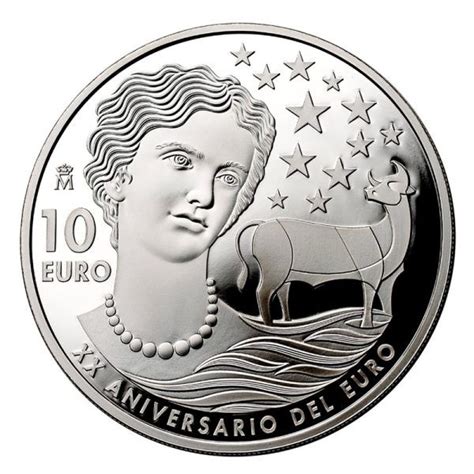 Moneda De Plata 10 Euros XX Aniversario Filatelia Gijonesa