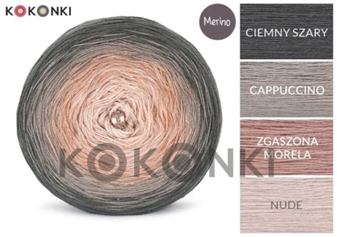 Kokonek Merino The Smoked One Ciemny Szary Cappuccino Zgaszona Morela Nude Nitki