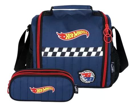 Kit Escolar Lancheira Térmica estojo Luxo Hot Wheels Azul MercadoLivre
